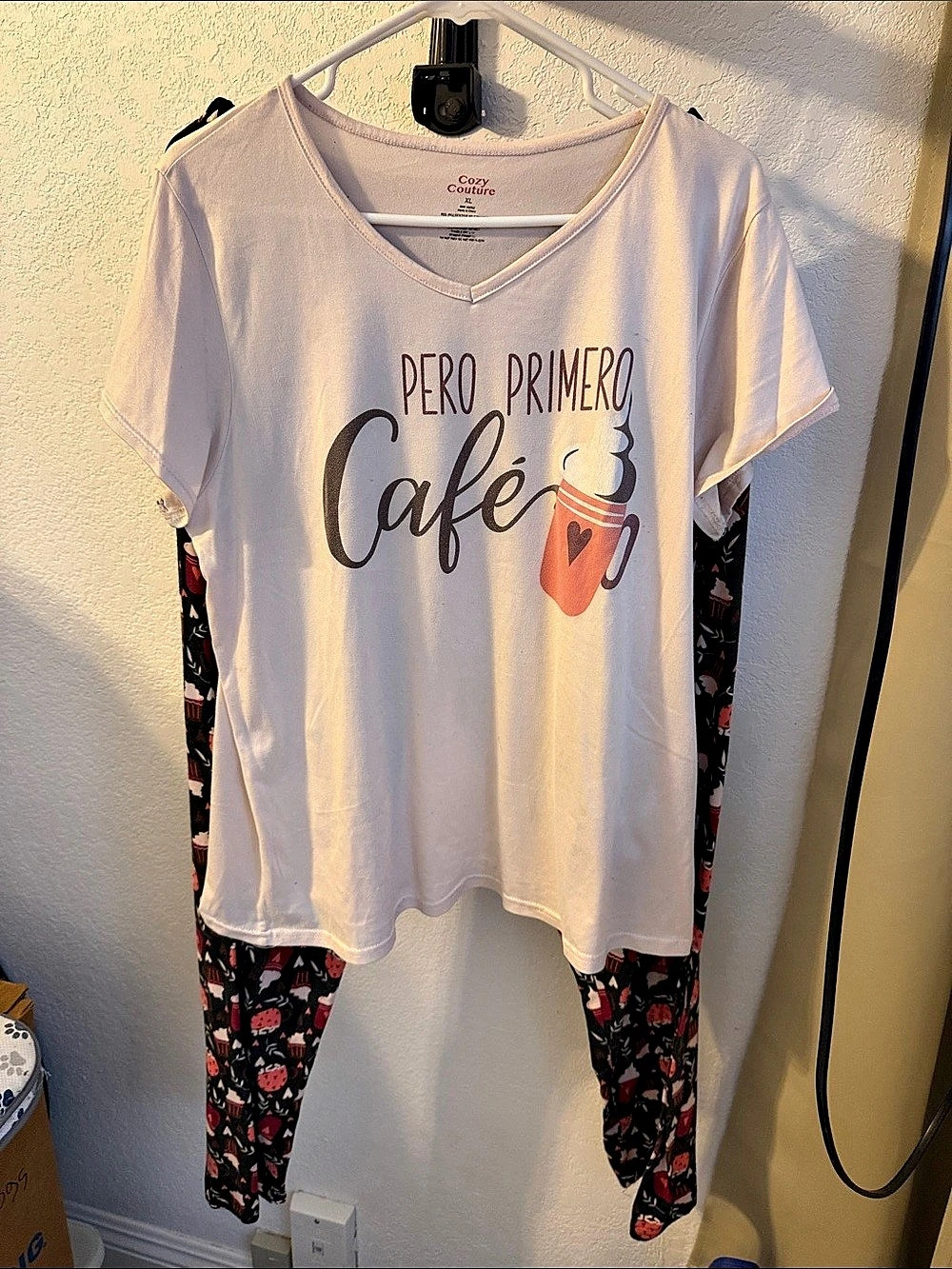 Cozy Couture Pero Primero Cafe Pajama Set Pink & Black XL shirt pants large